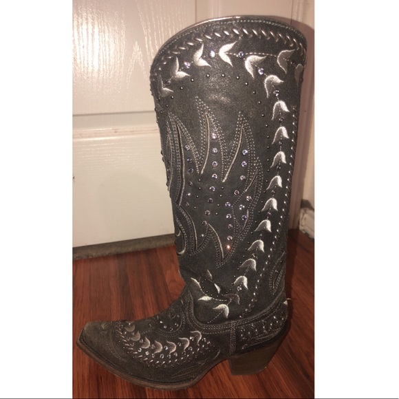 Corral Black/Gray Boots with rhinestones - Picture 2 of 4